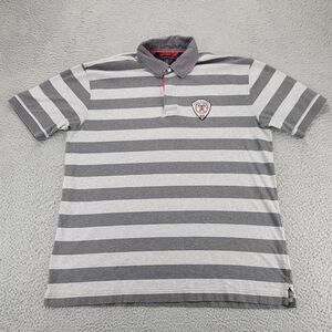 Tommy Hilfiger‎ Shirt Mens XL Gray Crest Logo Preppy Striped Polo Golf Academia